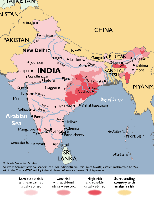 This map shows malaria risk to be applied from January 2021. The map must always be used in conjunction with the malaria advice text. Map downloaded from http://www.fitfortravel.nhs.uk on 27 November 2020.