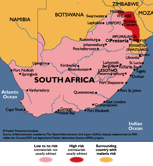 This map is only intended as a guide and is not exact. The map must always be used in conjunction with the malaria advice text. Map downloaded from http://www.fitfortravel.nhs.uk on 27 November 2020