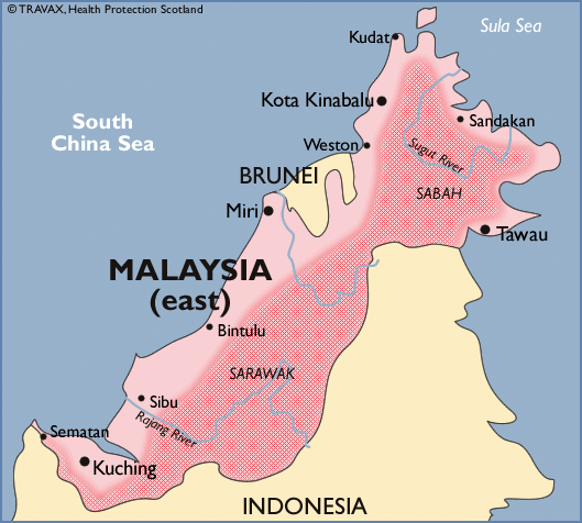 This map is only intended as a guide and is not exact. The map must always be used in conjunction with the malaria advice text. Map downloaded from http://www.fitfortravel.nhs.uk on 27 June 2017.